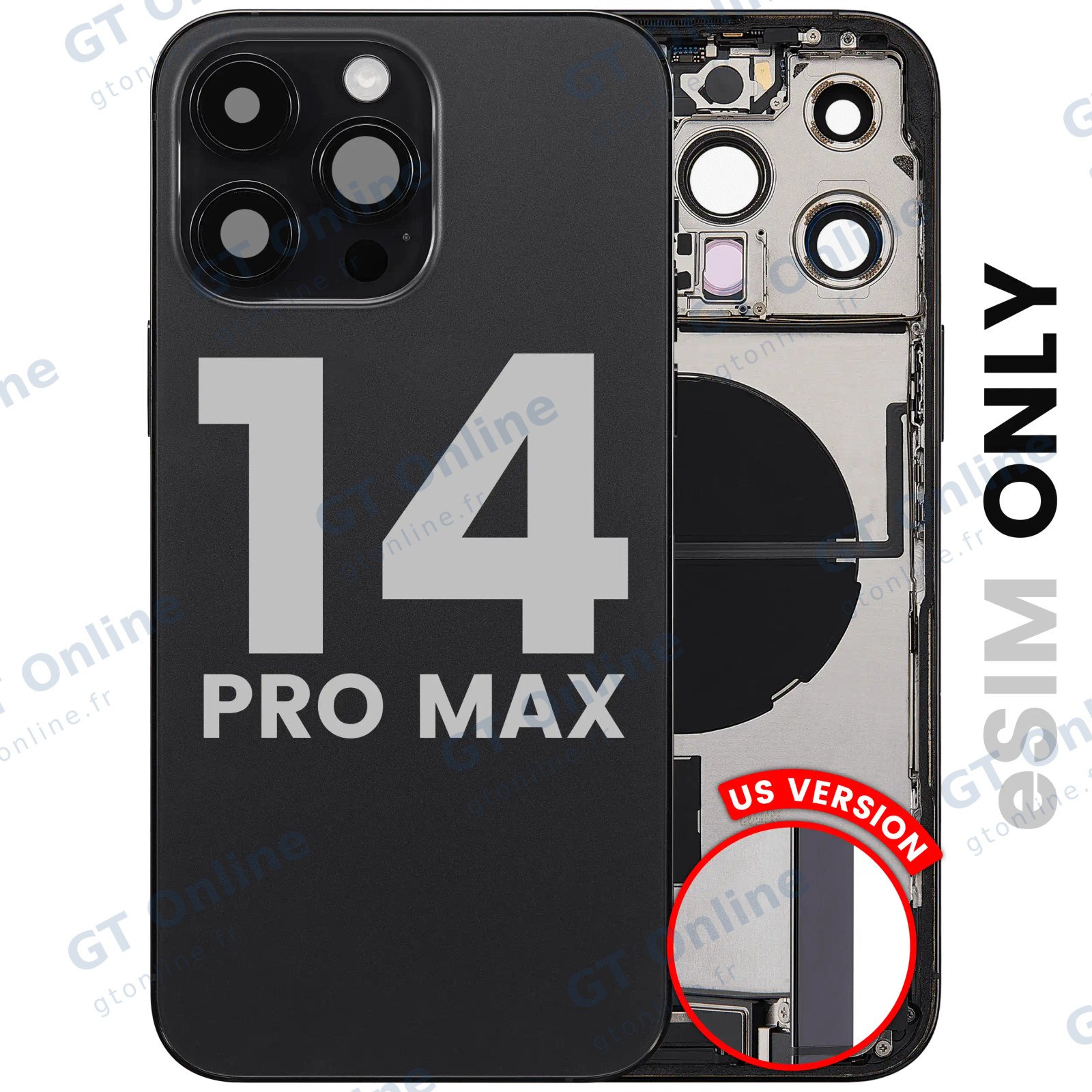 Châssis pour Apple iPhone 14 Pro Max (version US, origine d'occasion — grade A, noir sidéral)