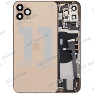 Châssis avec nappe de charge et petits composants pour Apple iPhone 11 Pro Max (origine d'occasion — grade A, or)