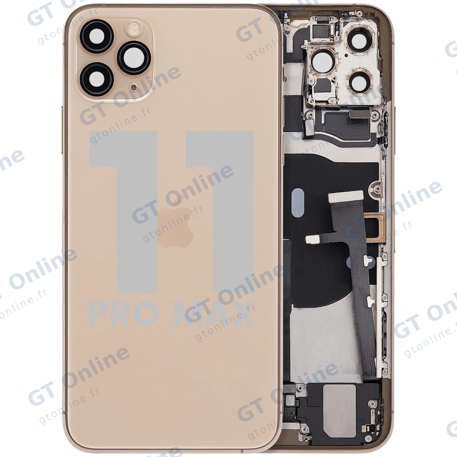 Châssis avec nappe de charge et petits composants pour Apple iPhone 11 Pro Max (origine d'occasion — grade A, or)