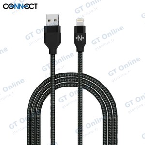 Câble Data USB vers Lightning CONNECT MC-CLN4 Nylon Tressé 12W (1m) Noir