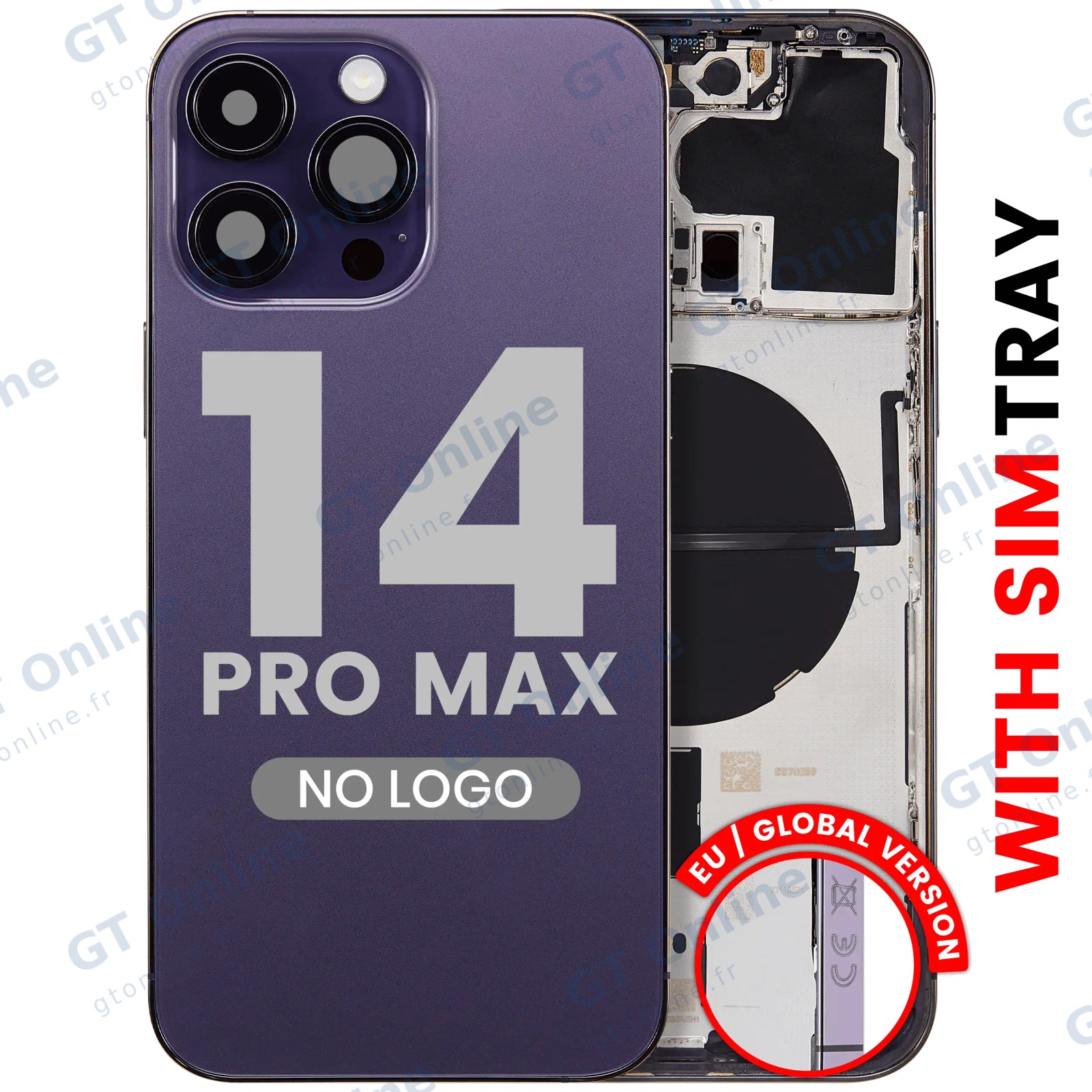 Châssis pour Apple iPhone 14 Pro Max (version EU, compatible premium, Deep Purple)