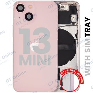 Châssis pour Apple iPhone 13 Mini (version EU, origine d'occasion — grade B, rose) — Coque arrière avec petites pièces