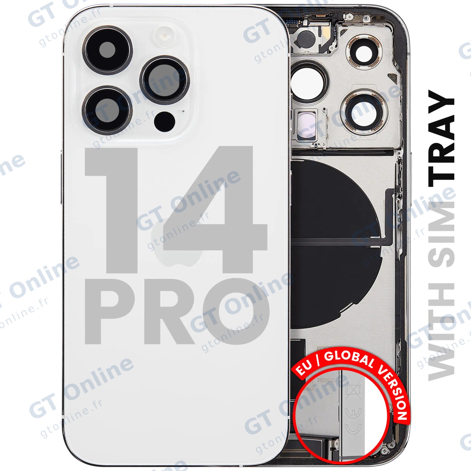 Châssis pour Apple iPhone 14 Pro (version EU, origine d'occasion — grade A, argent)