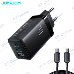 Chargeur Secteur Multi GaN JOYROOM JR-TG10 65W avec Câble USB-C vers USB-C 100W 1.2m Noir