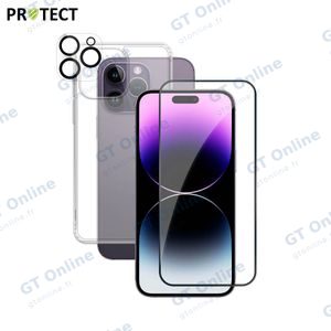 Pack de Protection Coque + Protection Lentille + Verre Trempé PROTECT pour Apple iPhone 14 Pro Transparent