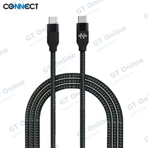 Câble Data USB-C vers USB-C CONNECT MC-CCN7 Nylon Tressé 60W (2m) Noir