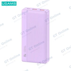 Batterie Externe Power Bank Usams US-CD204 PB71 20000mAh PD 20W QC3.0 Violet