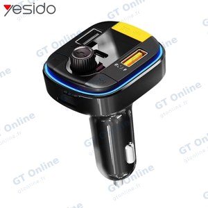Transmetteur FM Bluetooth & Chargeur Voiture Yesido Y45 Noir