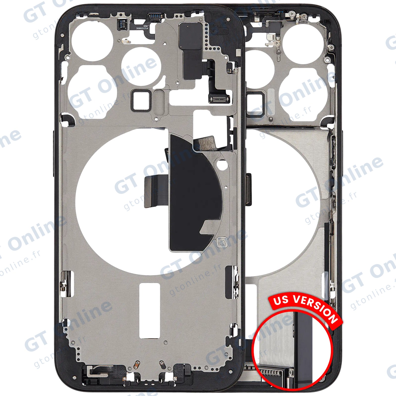 Châssis pour Apple iPhone 15 Pro (version US, origine d'occasion — grade B, titane noir)