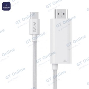 Câble USB-C vers HDMI Wiwu WI-PS001 1.8m Blanc