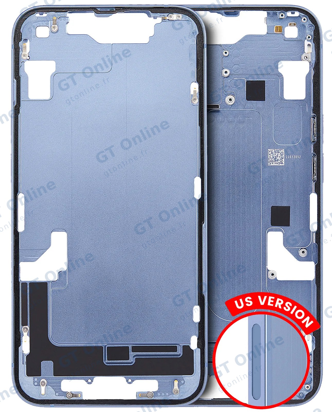 Châssis pour Apple iPhone 14 (version US, origine d'occasion — grade A, bleu)