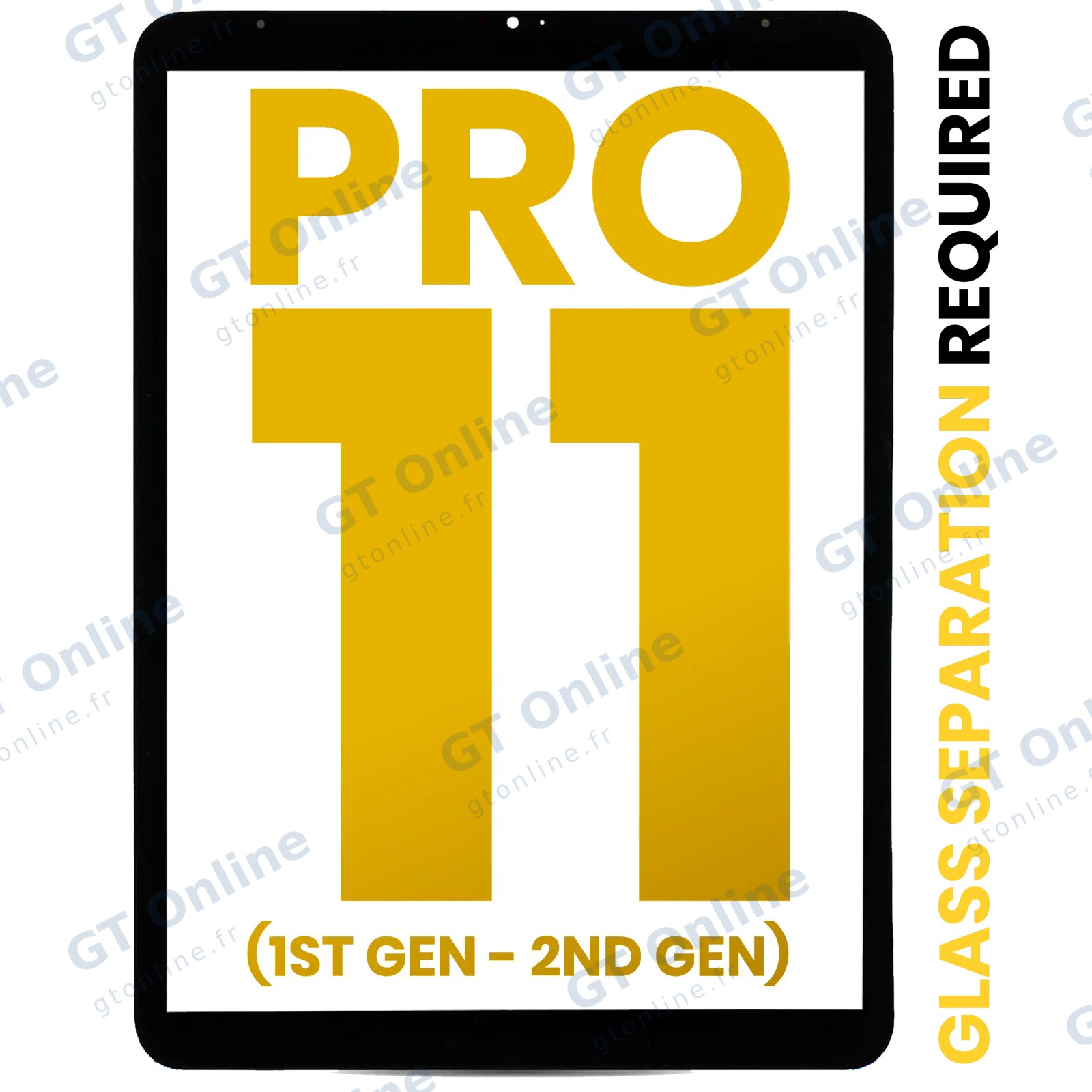 Vitre tactile pour Apple iPad Pro 11" 1re gén. (2018) / iPad Pro 11" 2e gén. (2020) (OCA préinstallé, séparation de la vitre requise, premium, toutes couleurs)