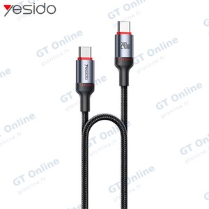 Câble Data USB-C vers USB-C Yesido CA185 240W Noir