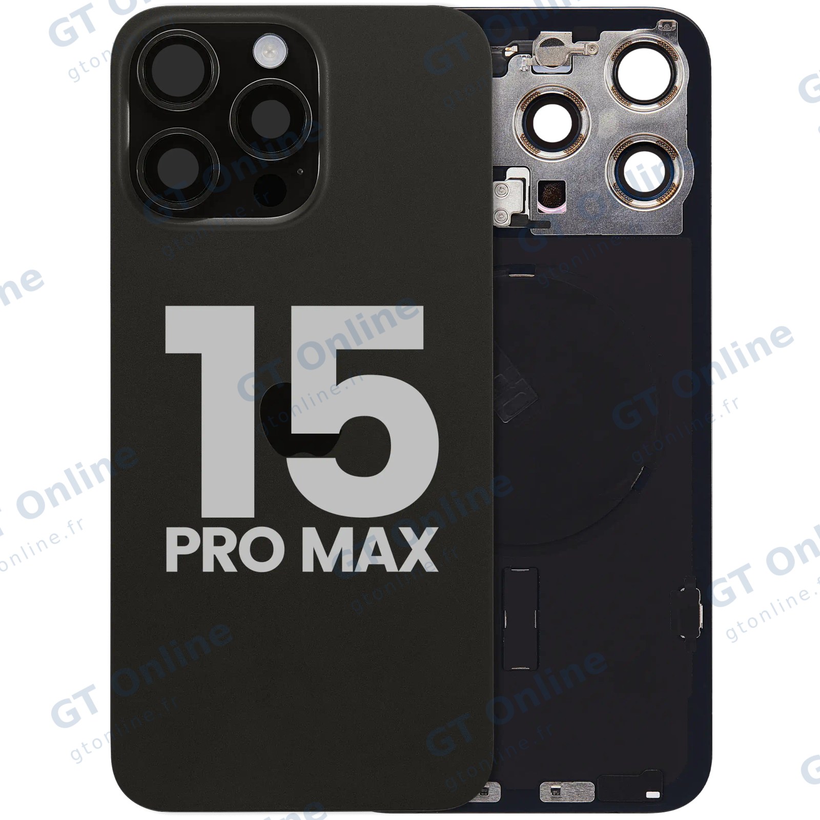 Vitre arrière pour Apple iPhone 15 Pro Max (origine d'occasion — grade B, titane noir)