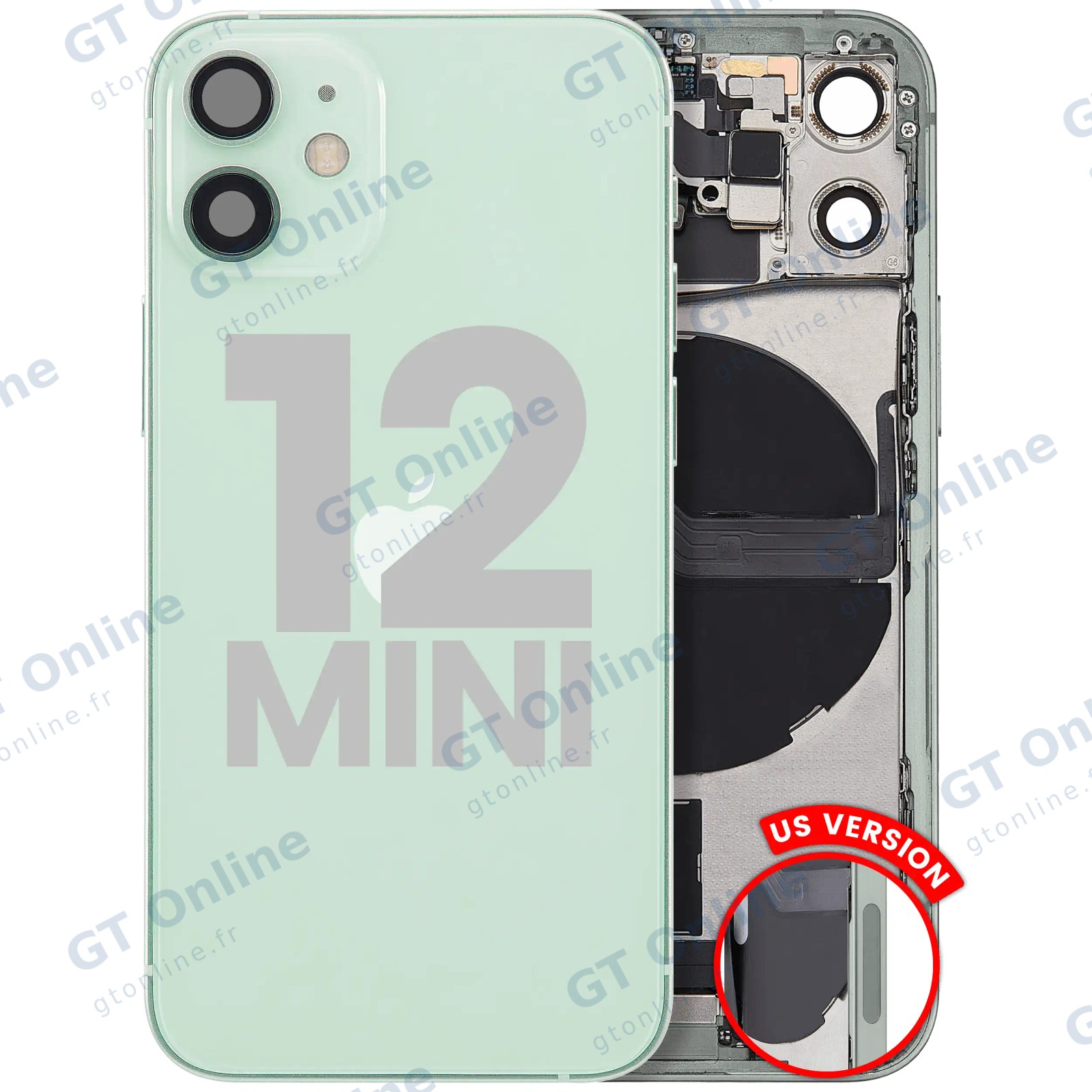 Châssis pour Apple iPhone 12 Mini (version US, origine d'occasion — grade A, vert)