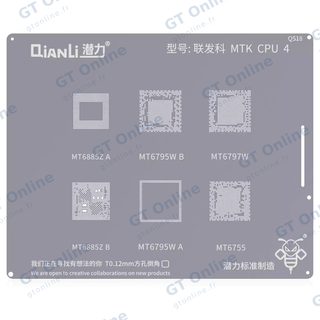 Pochoir de rebillage Qianli Bumblebee QS18 CPU MTK 4 — MT6885Z.A/6795W.B/6797W/6885Z.B/6795W.A/6755