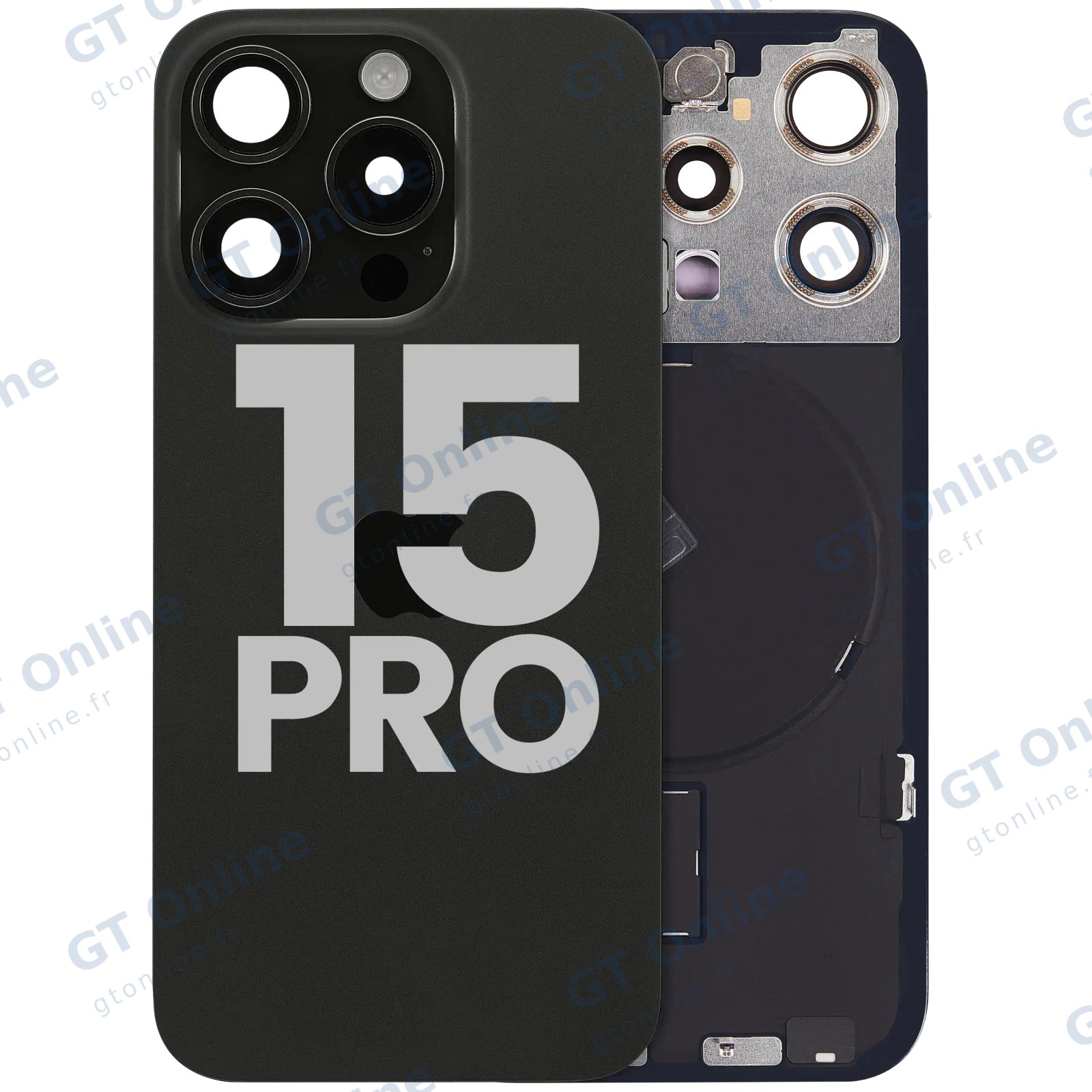 Vitre arrière pour Apple iPhone 15 Pro (origine d'occasion — grade A, titane noir)