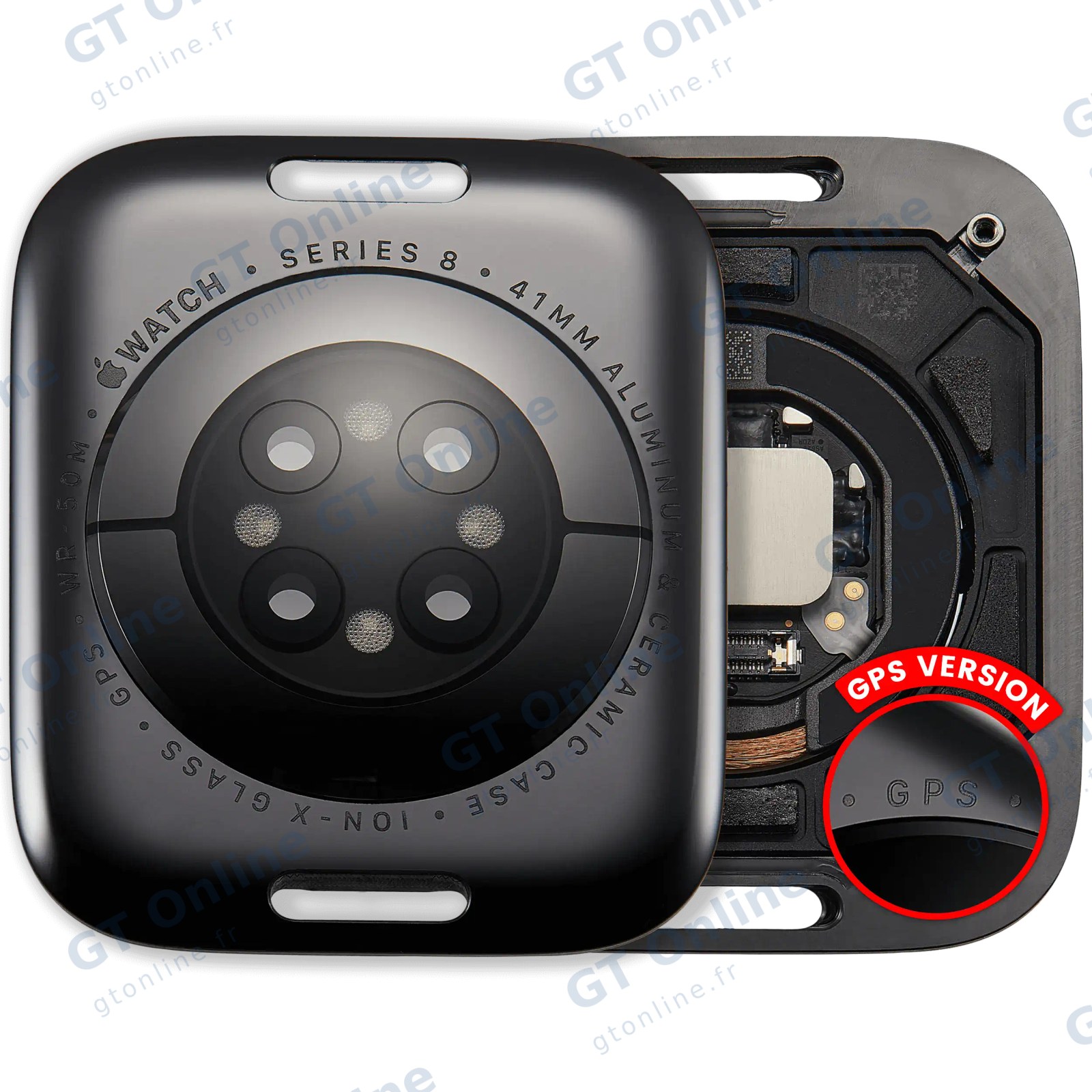 Vitre arrière pour Apple Watch Series 8 (41mm) (version GPS, Aluminum / Space Black)