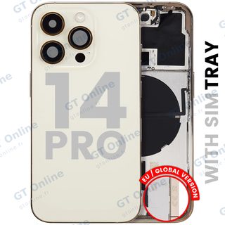 Châssis pour Apple iPhone 14 Pro (version EU, origine d'occasion — grade A, or) — Coque arrière avec petites pièces