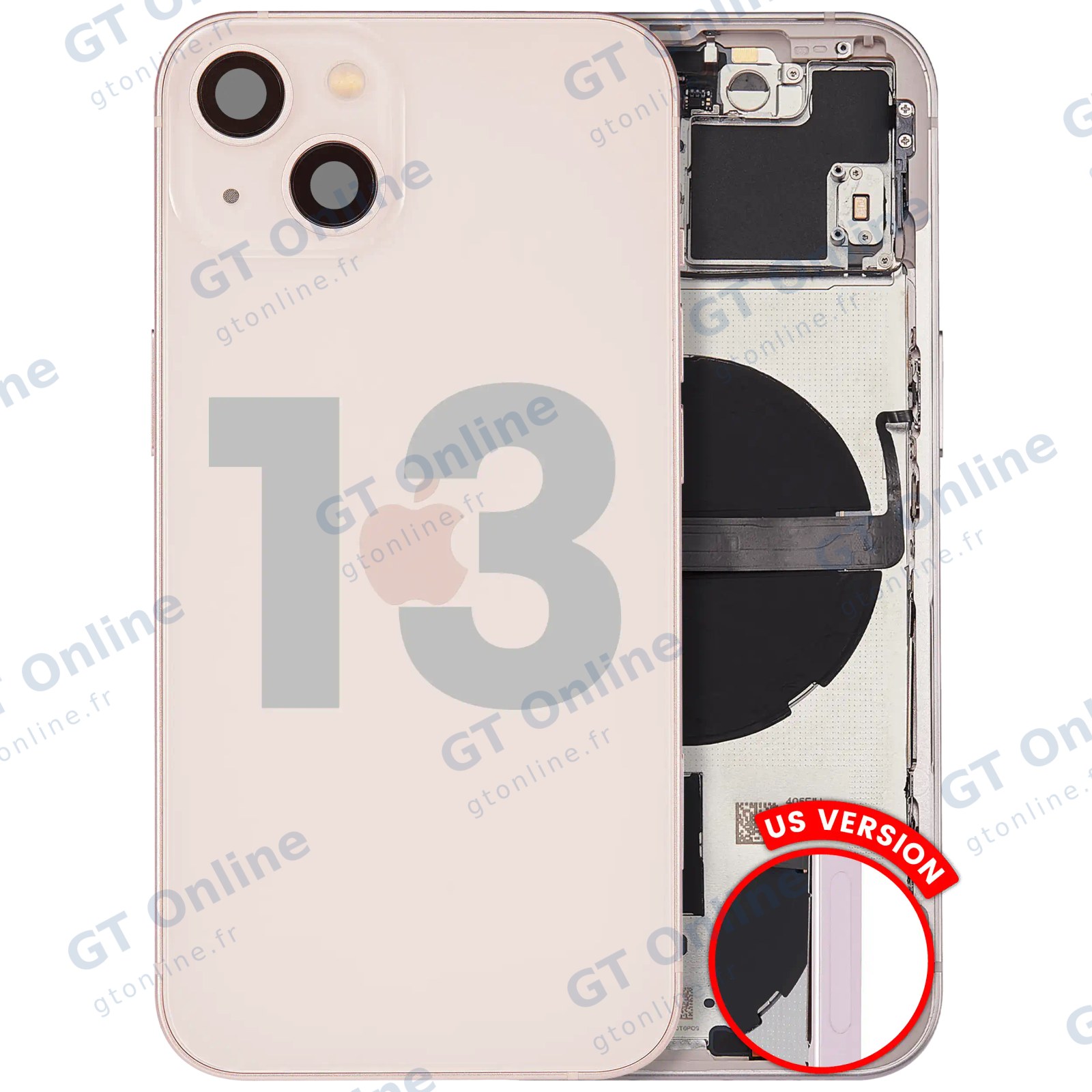 Châssis pour Apple iPhone 13 (version US, origine d'occasion — grade A, rose)