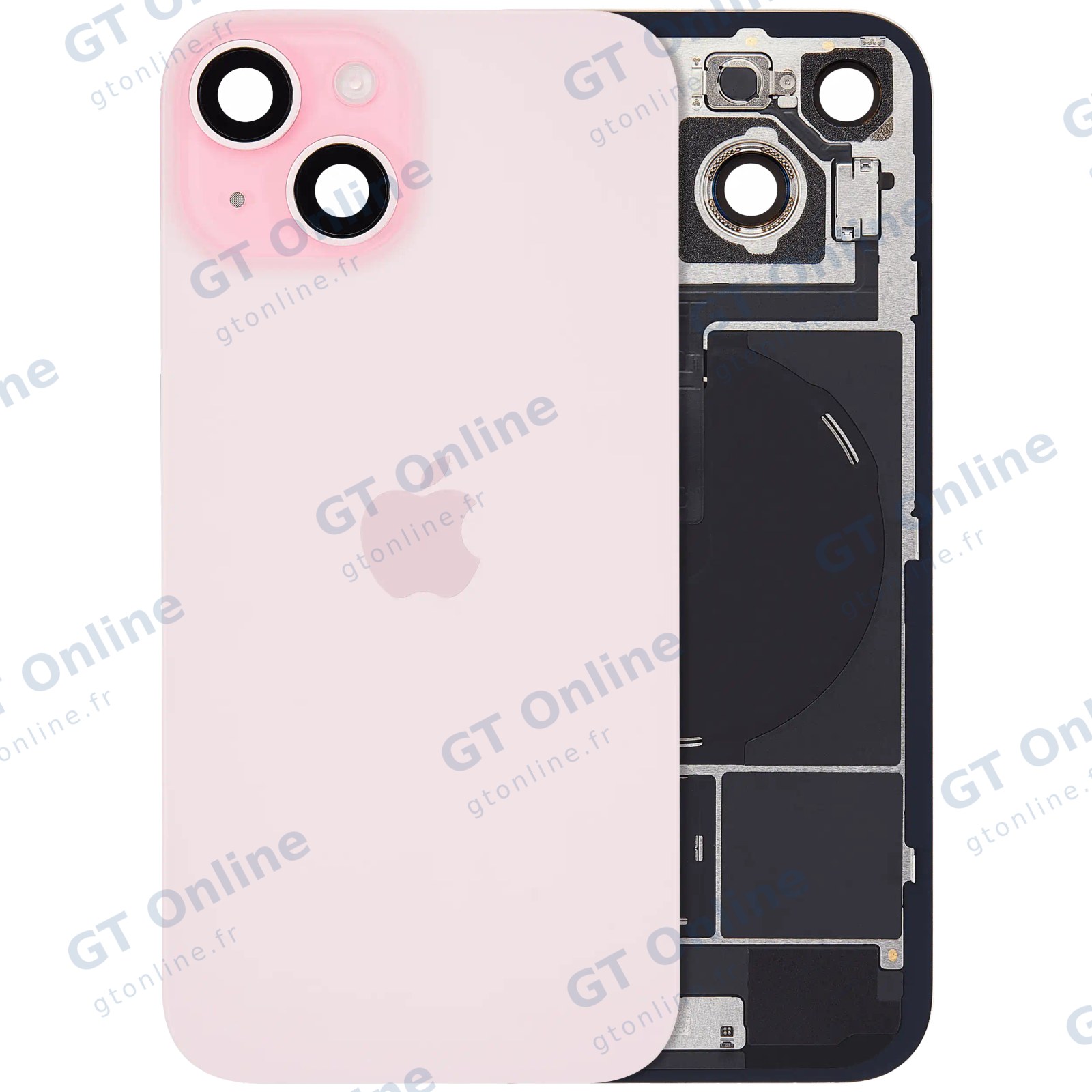 Vitre arrière avec MagSafe, NFC et nappe flash pour Apple IPhone 15 (origine, rose)