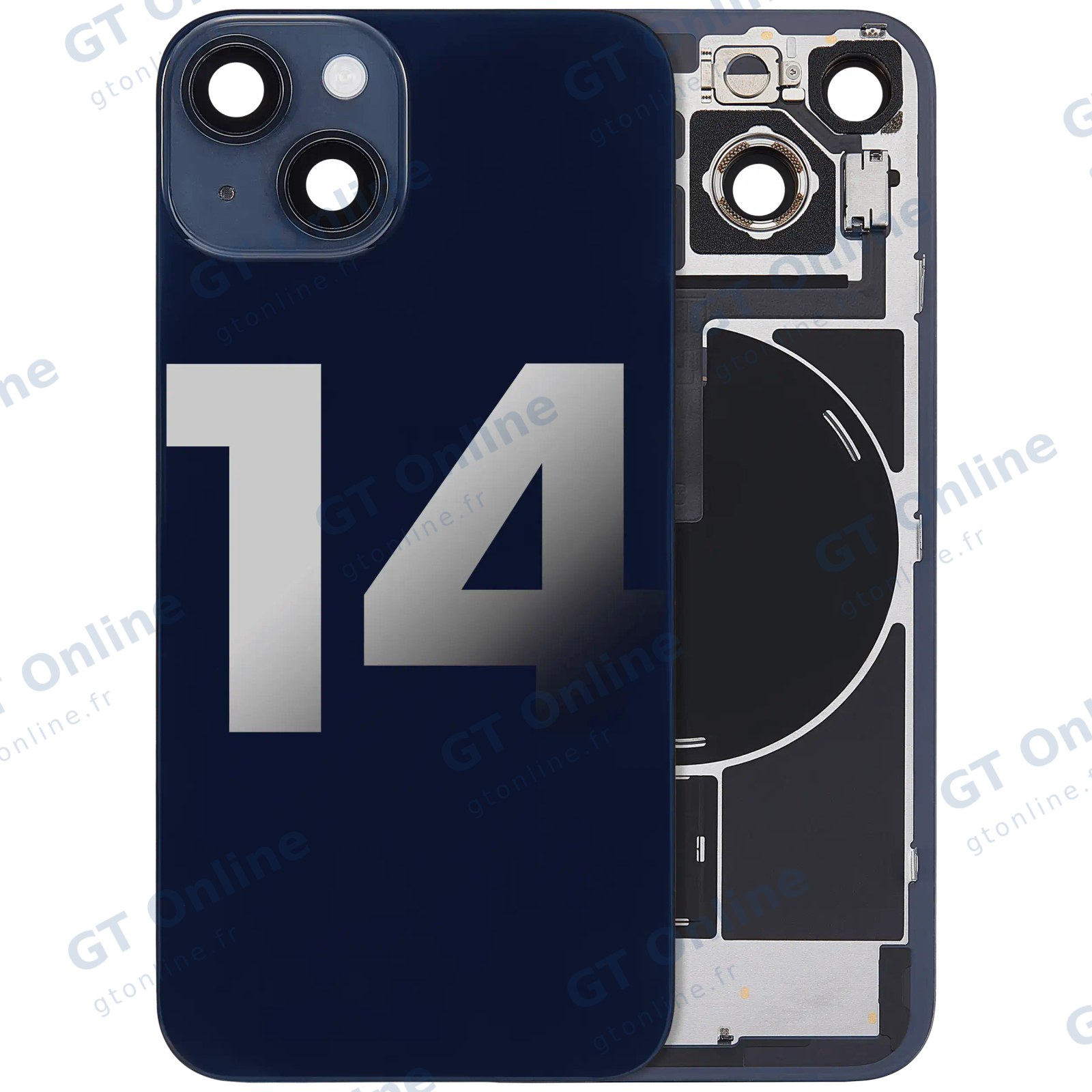 Vitre arrière pour Apple iPhone 14 (origine d'occasion — grade A, minuit)