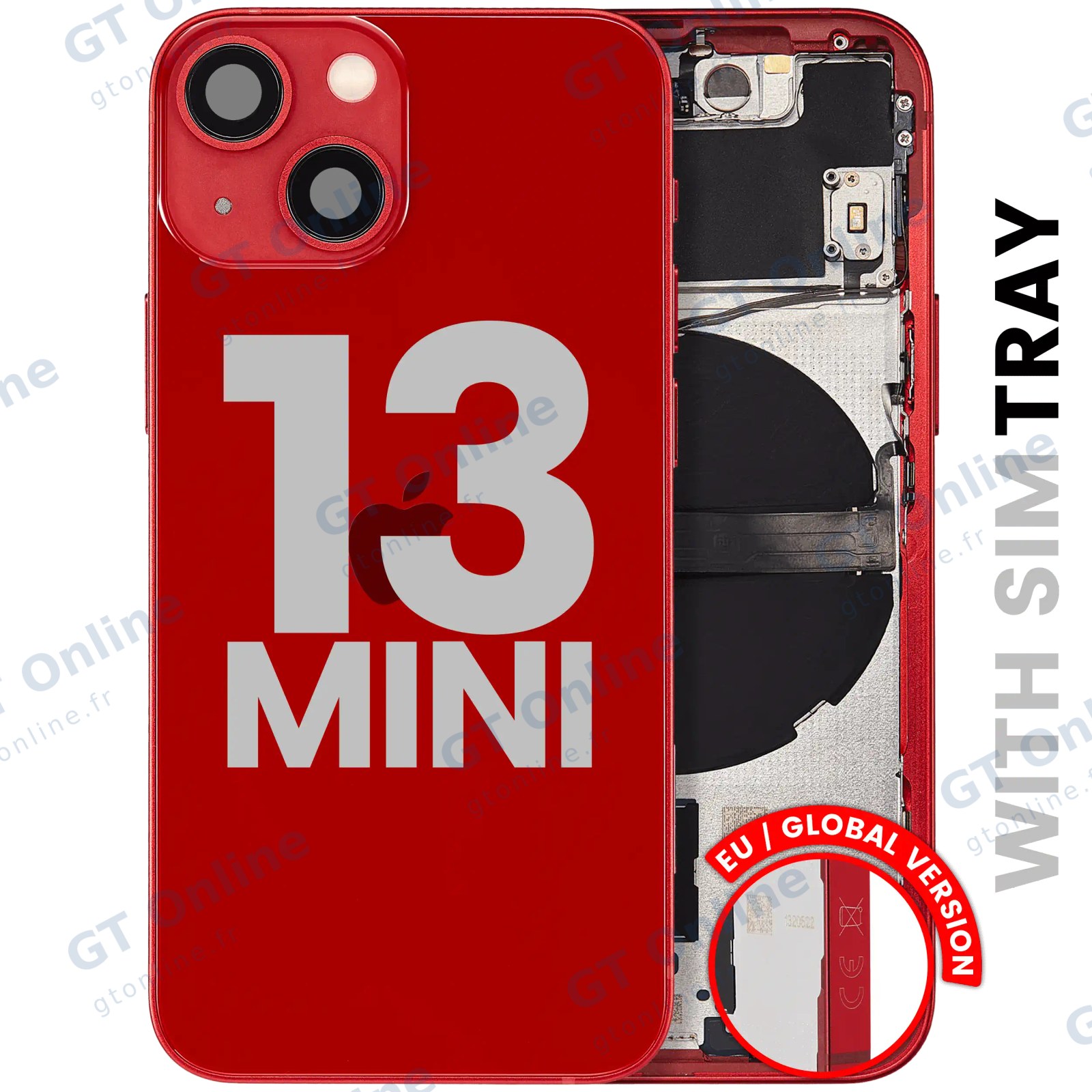 Châssis pour Apple iPhone 13 Mini (version EU, origine d'occasion — grade A, rouge)