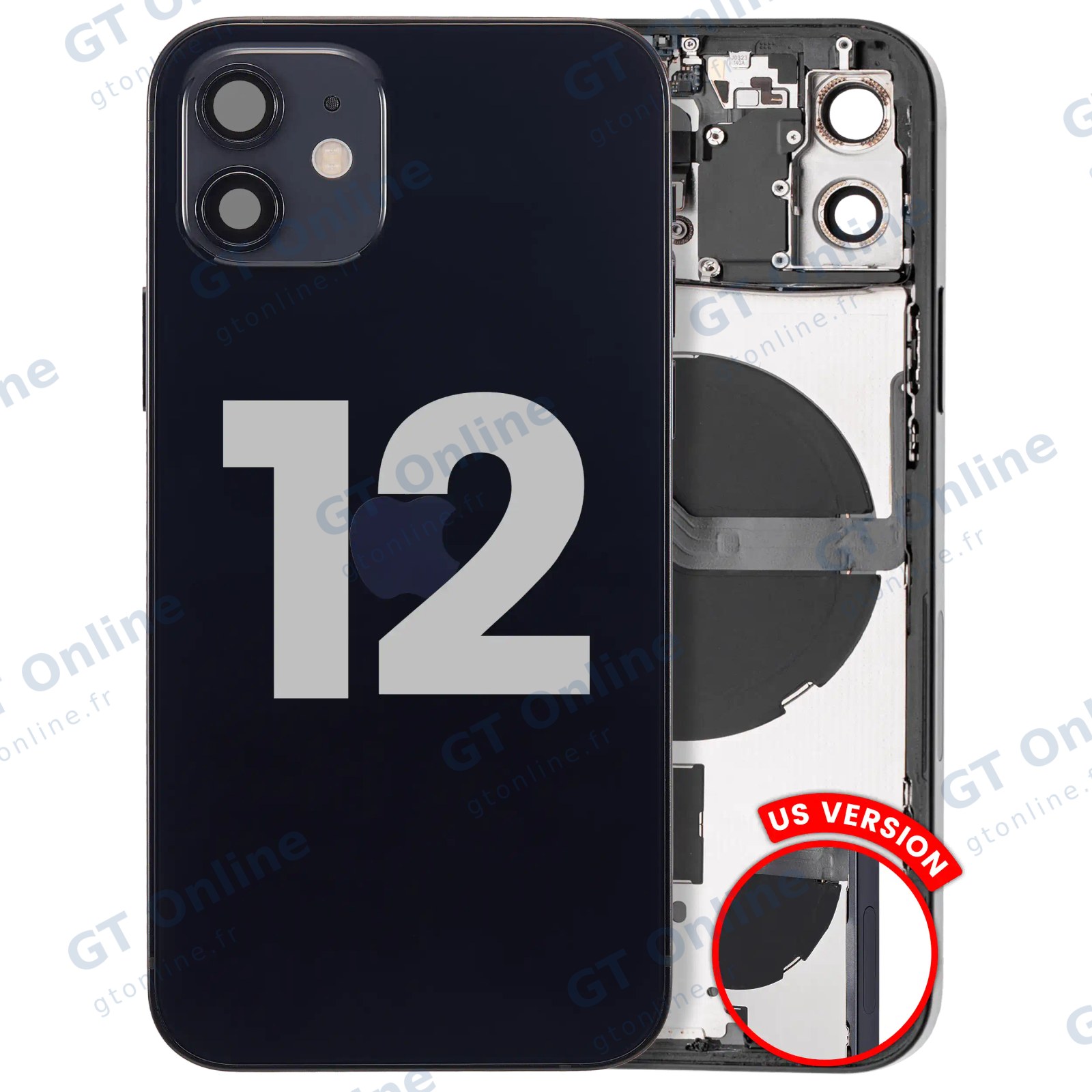 Châssis pour Apple iPhone 12 (version US, origine d'occasion — grade A, noir)