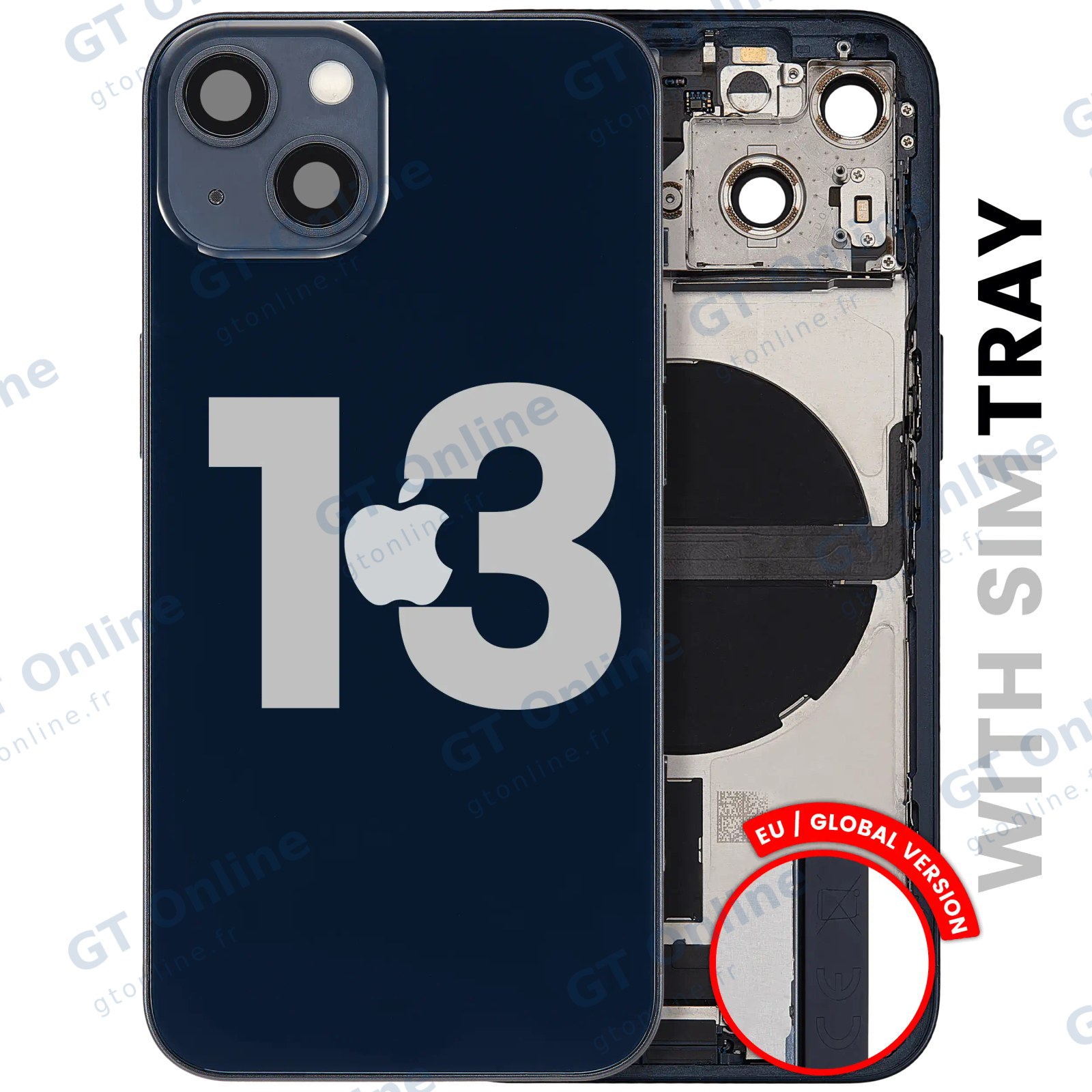 Châssis pour Apple iPhone 13 (version EU, origine d'occasion — grade A, minuit)