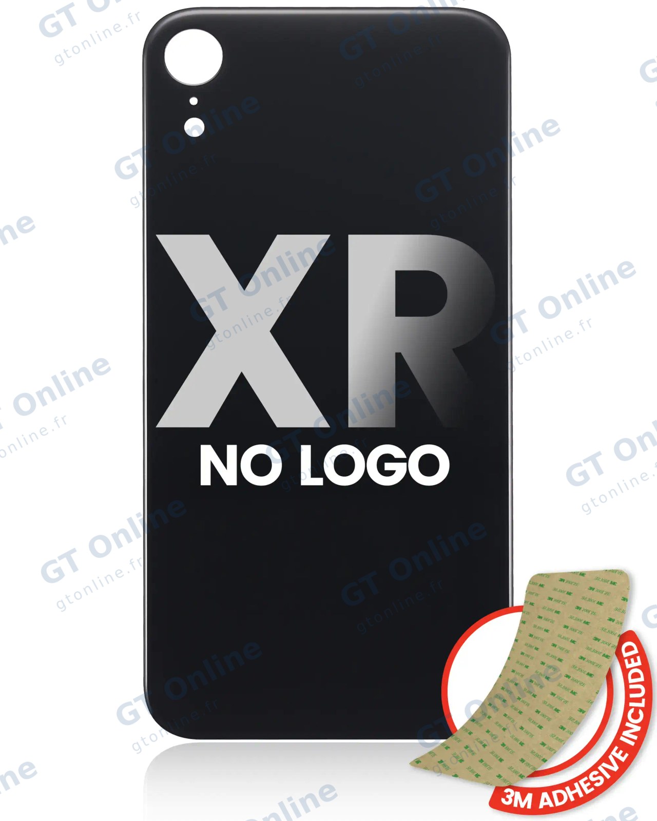 Vitre arrière pour iPhone XR (No Logo / Large Camera Hole, noir)