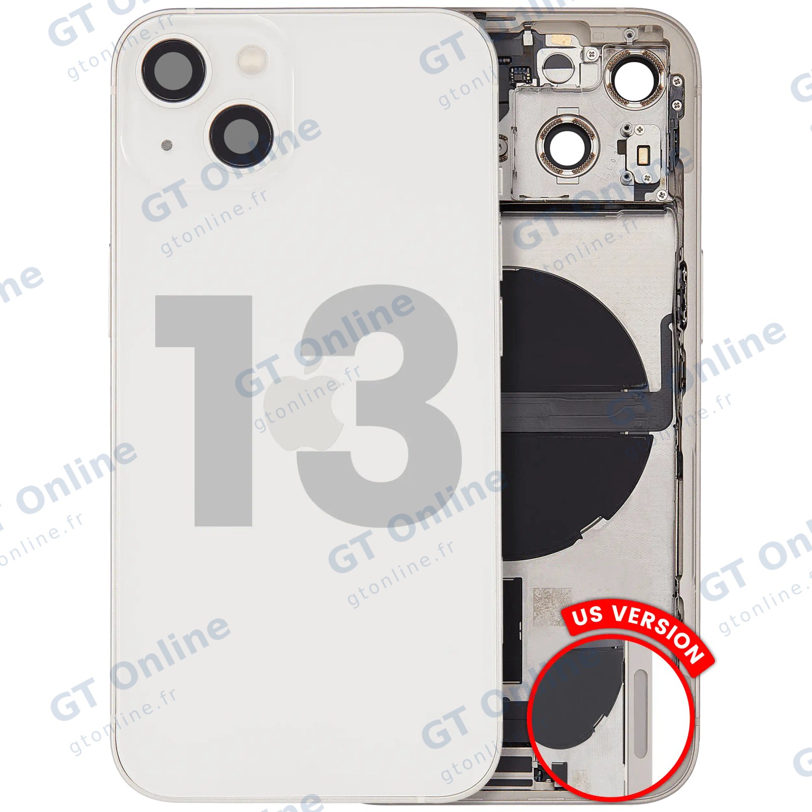 Châssis pour Apple iPhone 13 (version US, origine d'occasion — grade A, lumière stellaire) — réf. 107282226666