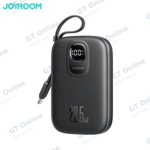 Batterie Externe Power Bank Charge Rapide JOYROOM JR-PBF17 10000mAh 22.5W (avec Câble USB-C Rétractable) Noir