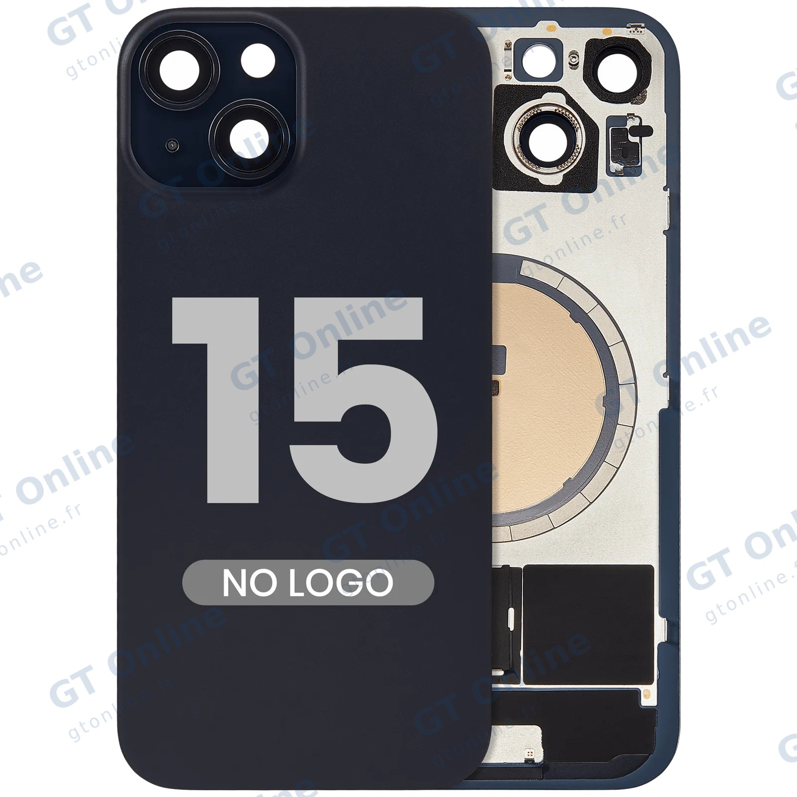 Vitre arrière pour Apple iPhone 15 (sans logo, compatible, noir) — réf. 107183138936