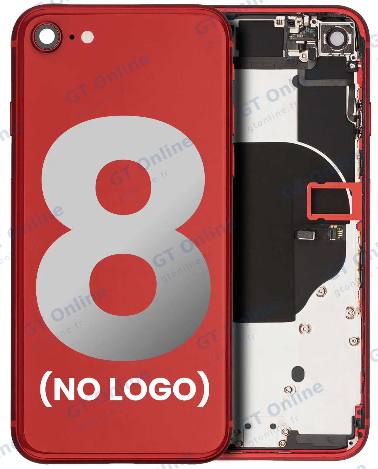 Châssis pour Apple iPhone 8 (sans logo, compatible premium, rouge)
