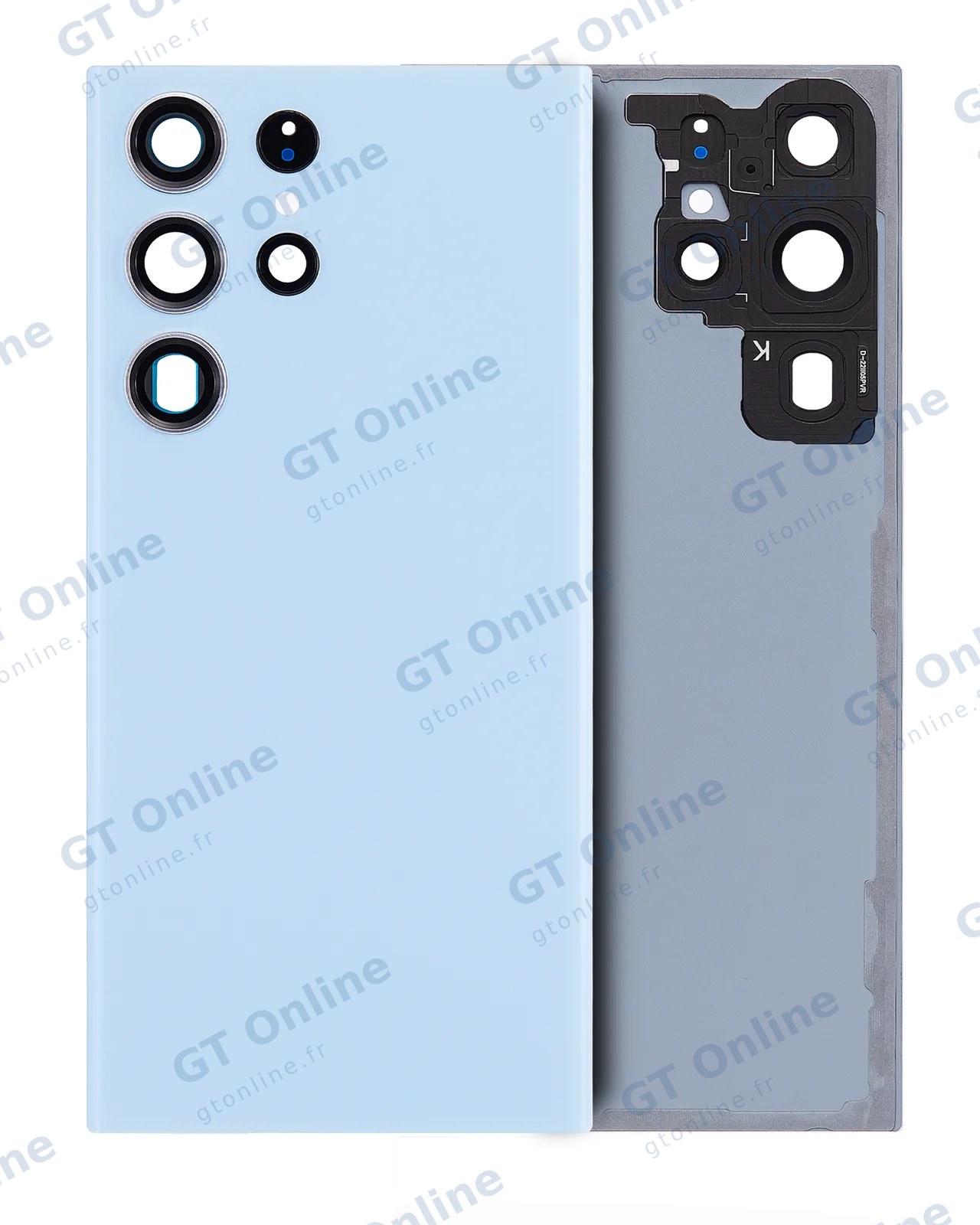 Vitre arrière pour Samsung Galaxy S23 Ultra 5G (sans logo, compatible premium, bleu ciel)