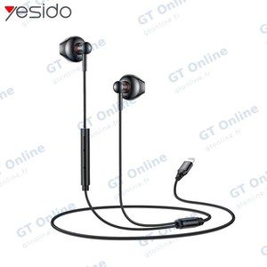Écouteurs Filaires Lightning Yesido YH48 (sans Bluetooth) Noir