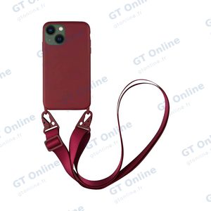 Coque Silicone avec Bandoulière Apple iPhone 13 Mini (#3) Bordeaux