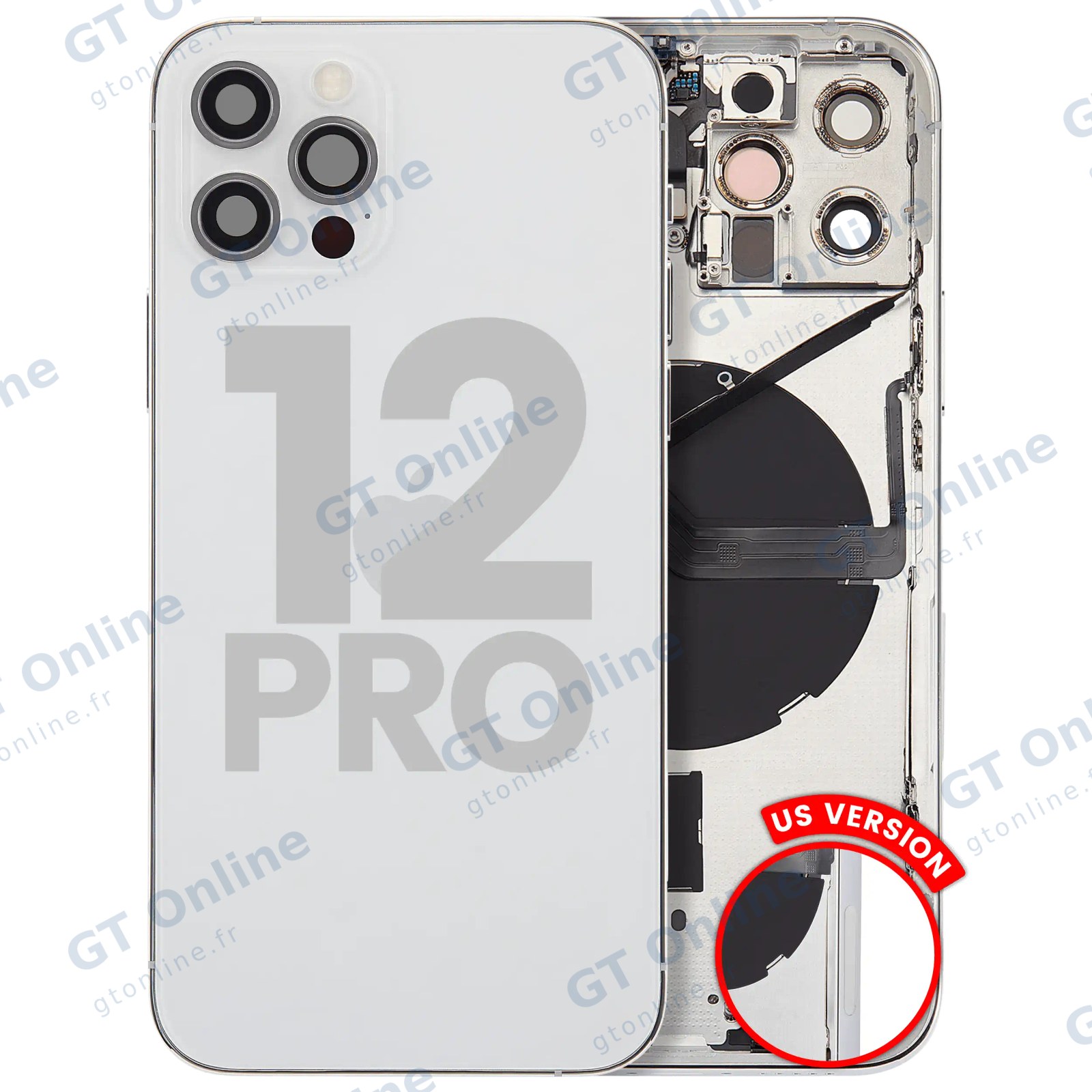 Châssis pour Apple iPhone 12 Pro (version US, origine d'occasion — grade A, argent)