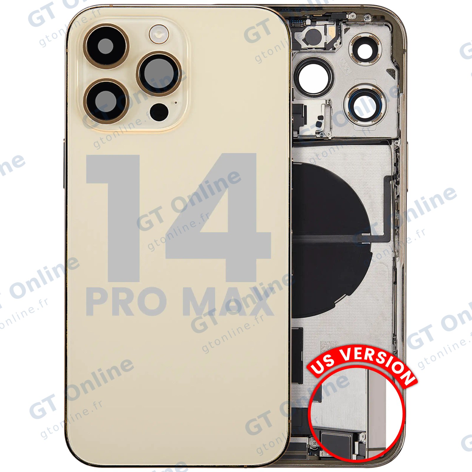Châssis pour Apple iPhone 14 Pro Max (version US, origine d'occasion — grade A, or)