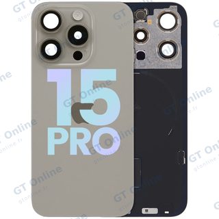 Vitre arrière avec MagSafe, NFC et nappe flash pour Apple IPhone 15 Pro (pack service origine, titane naturel)