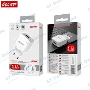 Chargeur Secteur USB d-power J8528 avec Câble Data USB vers Type-C Blanc