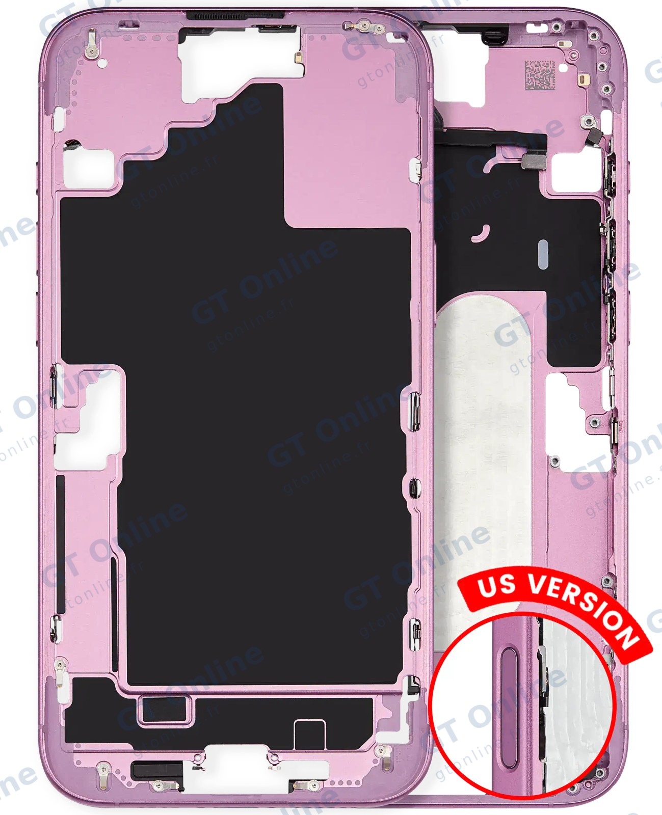 Châssis pour Apple iPhone 16 Plus (version US, origine d'occasion — grade A, rose)