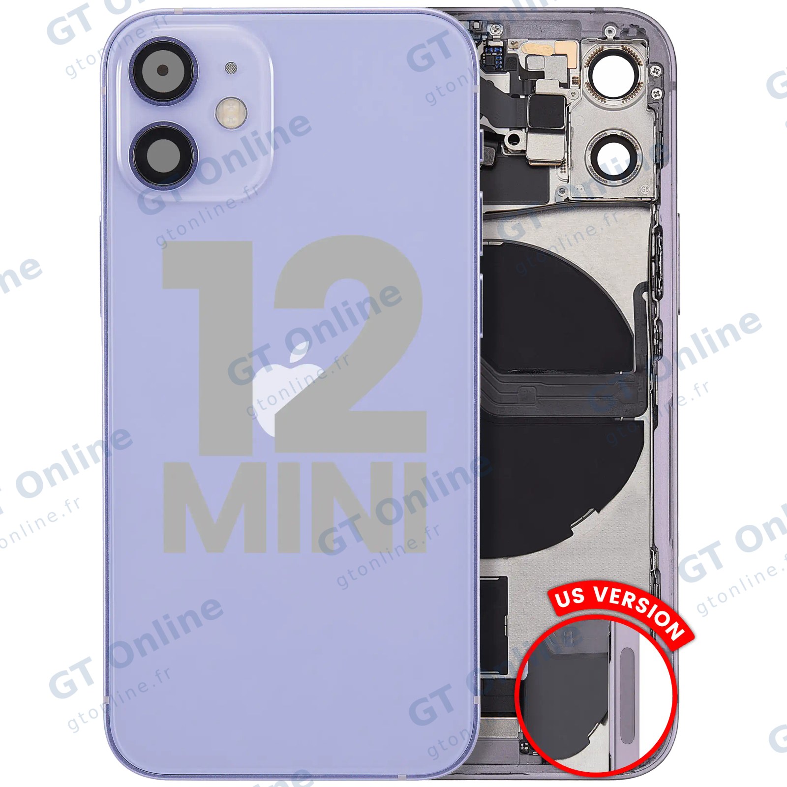 Châssis pour Apple iPhone 12 Mini (version US, origine d'occasion — grade B, violet)