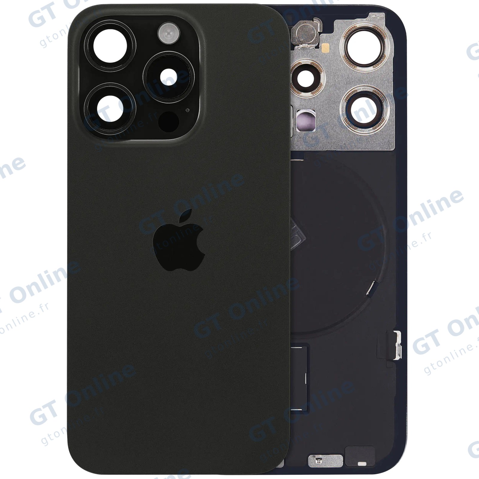 Vitre arrière avec MagSafe, NFC et nappe flash pour Apple iPhone 15 Pro (UK / EU Version, origine, titane noir)