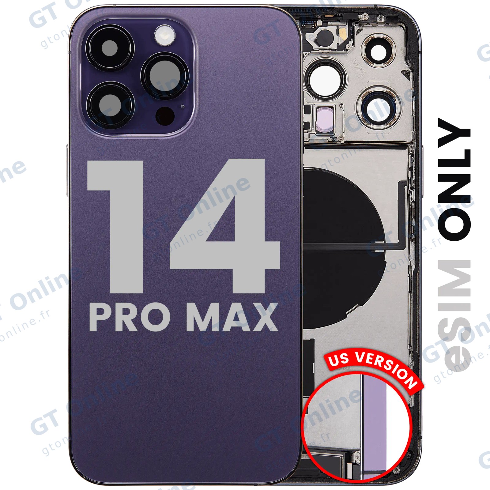 Châssis pour Apple iPhone 14 Pro Max (version US, origine d'occasion — grade A, Deep Purple)