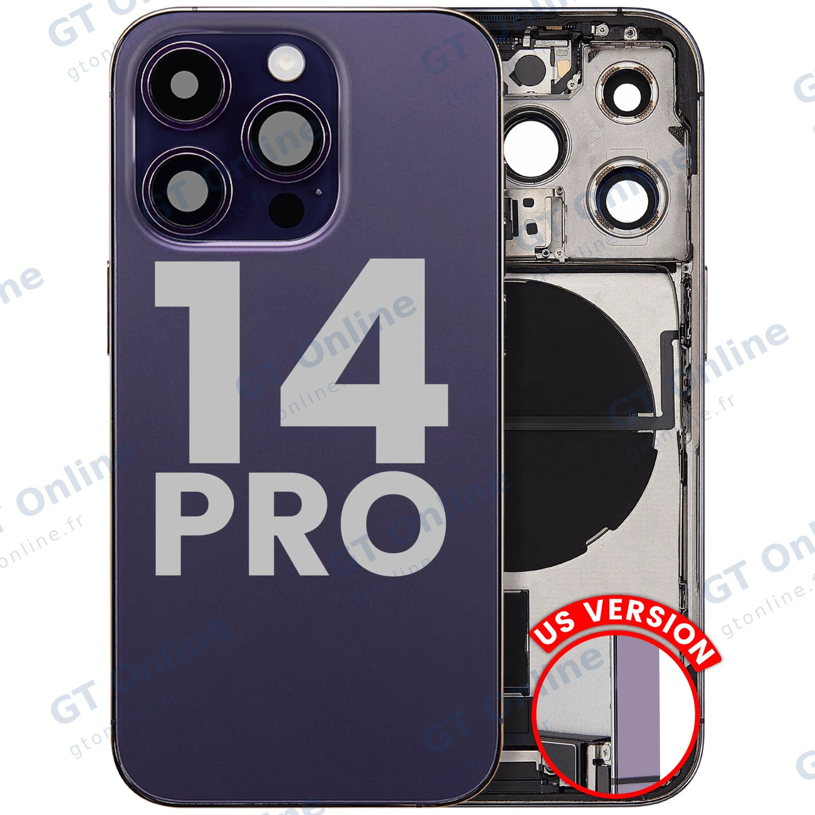 Châssis pour Apple iPhone 14 Pro (version US, origine d'occasion — grade A, Deep Purple)