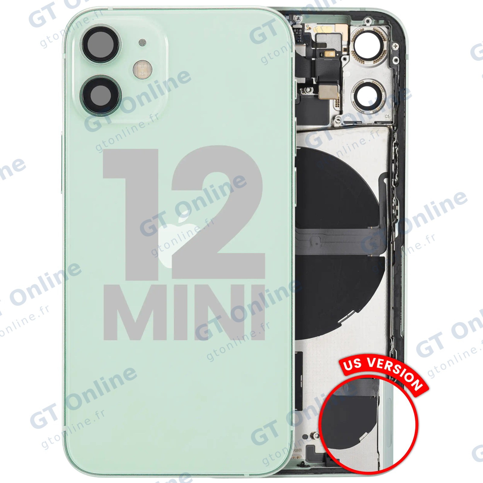 Châssis pour Apple iPhone 12 Mini (version US, origine d'occasion — grade B, vert)