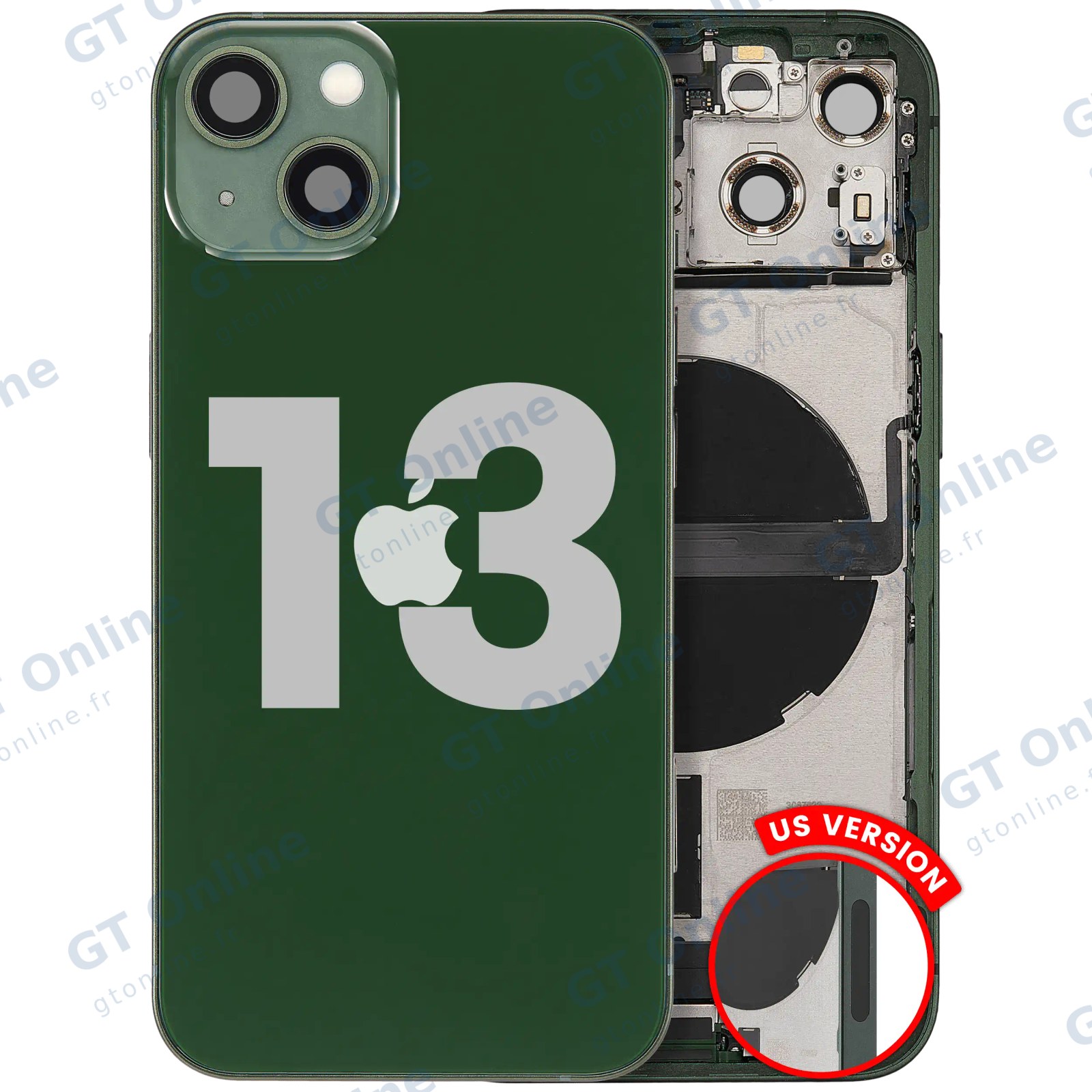 Châssis avec nappe de charge et petits composants pour Apple iPhone 13 (version US, origine d'occasion — grade A, vert)