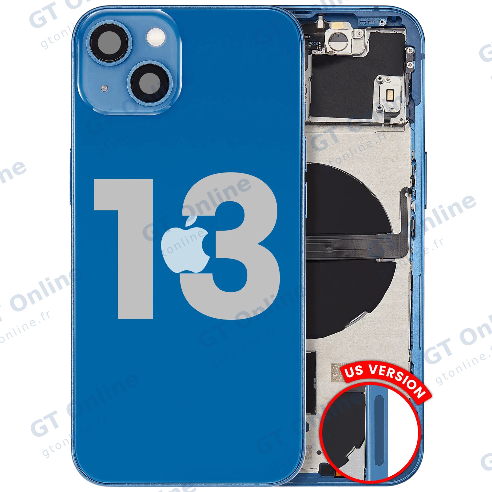 Châssis pour Apple iPhone 13 (version US, origine d'occasion — grade B, bleu) — réf. 107082111028