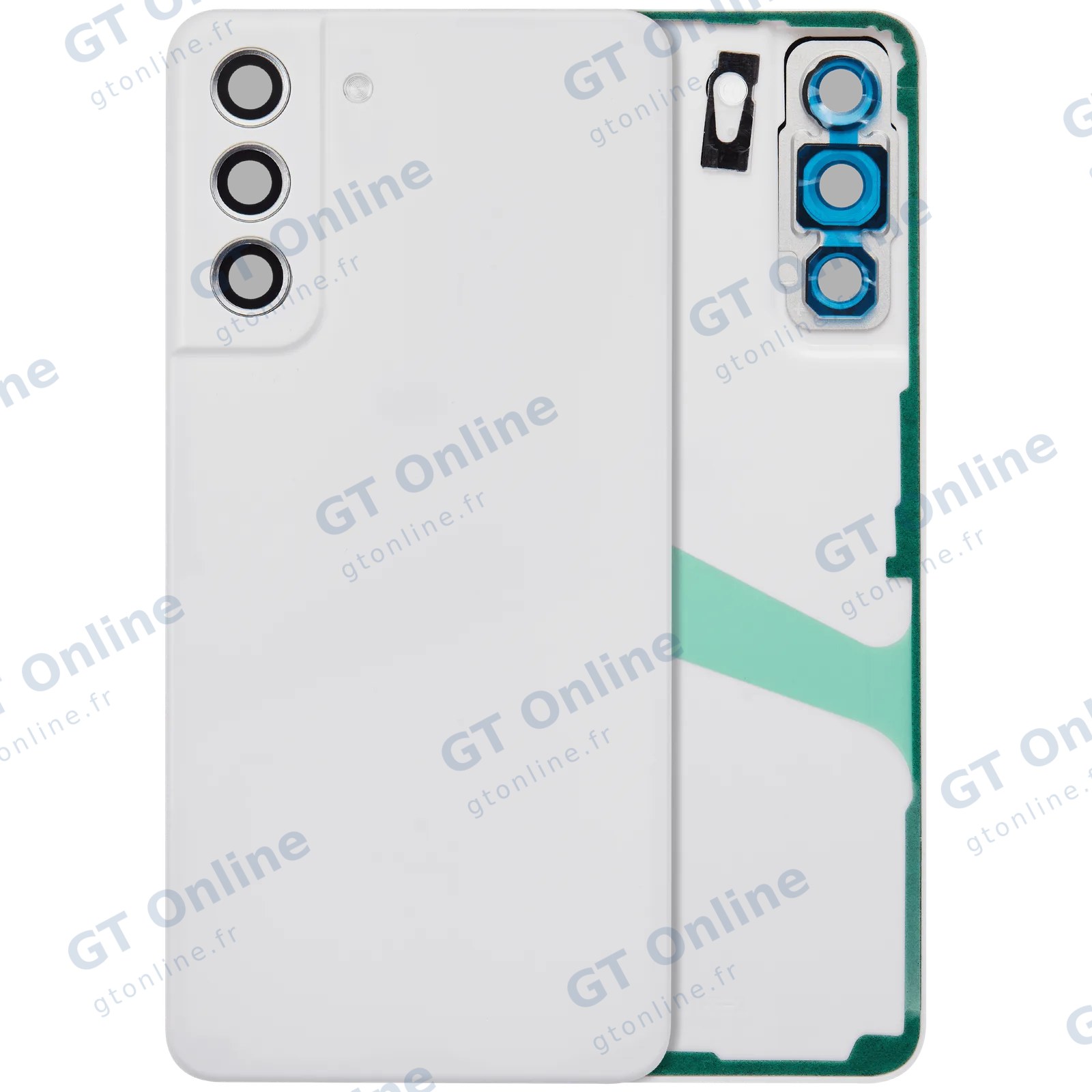 Vitre arrière pour Samsung Galaxy S21 FE 5G (sans logo, compatible premium, blanc)